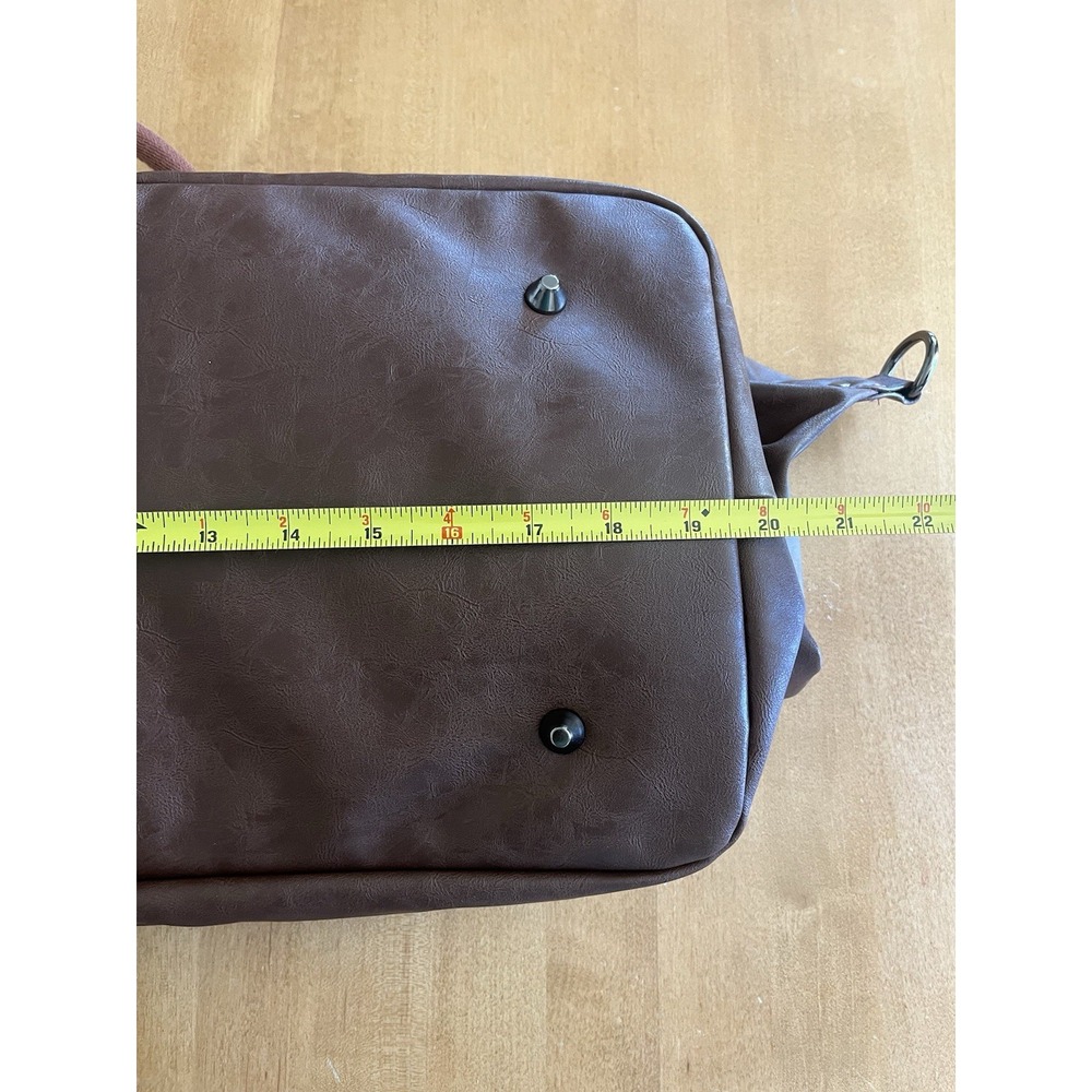 Seyfocnia Brown Faux Leather Duffle Bag Travel Weekender Gym Bag Shoe - Picture 8 of 9